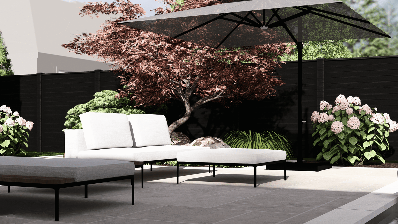 Outdoor lounge area Burlington landscape design